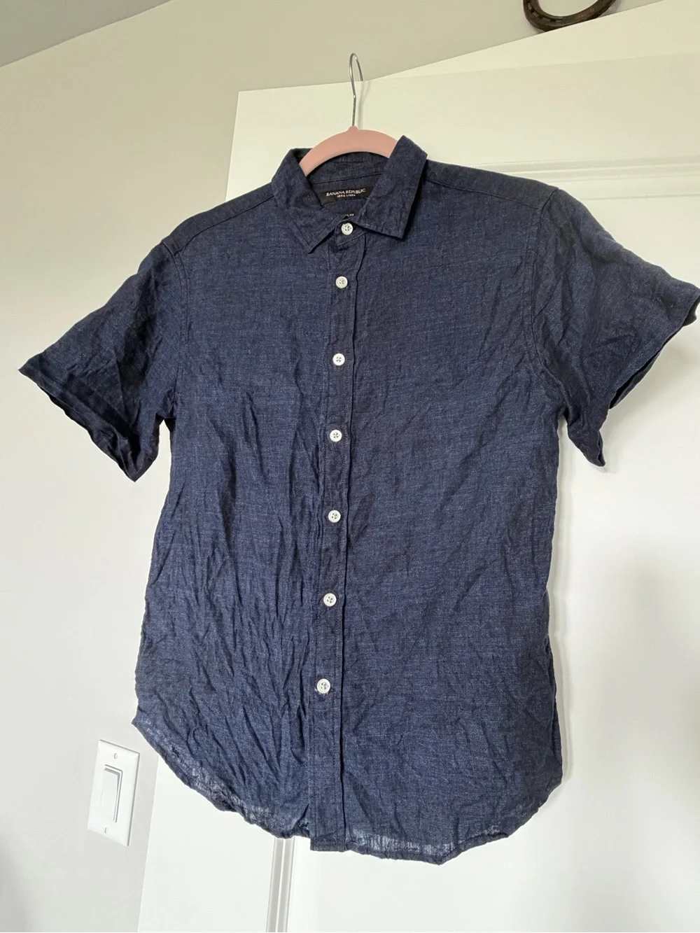 Banana Republic Men's Short-Sleeve Button-Down Shirt in Navy